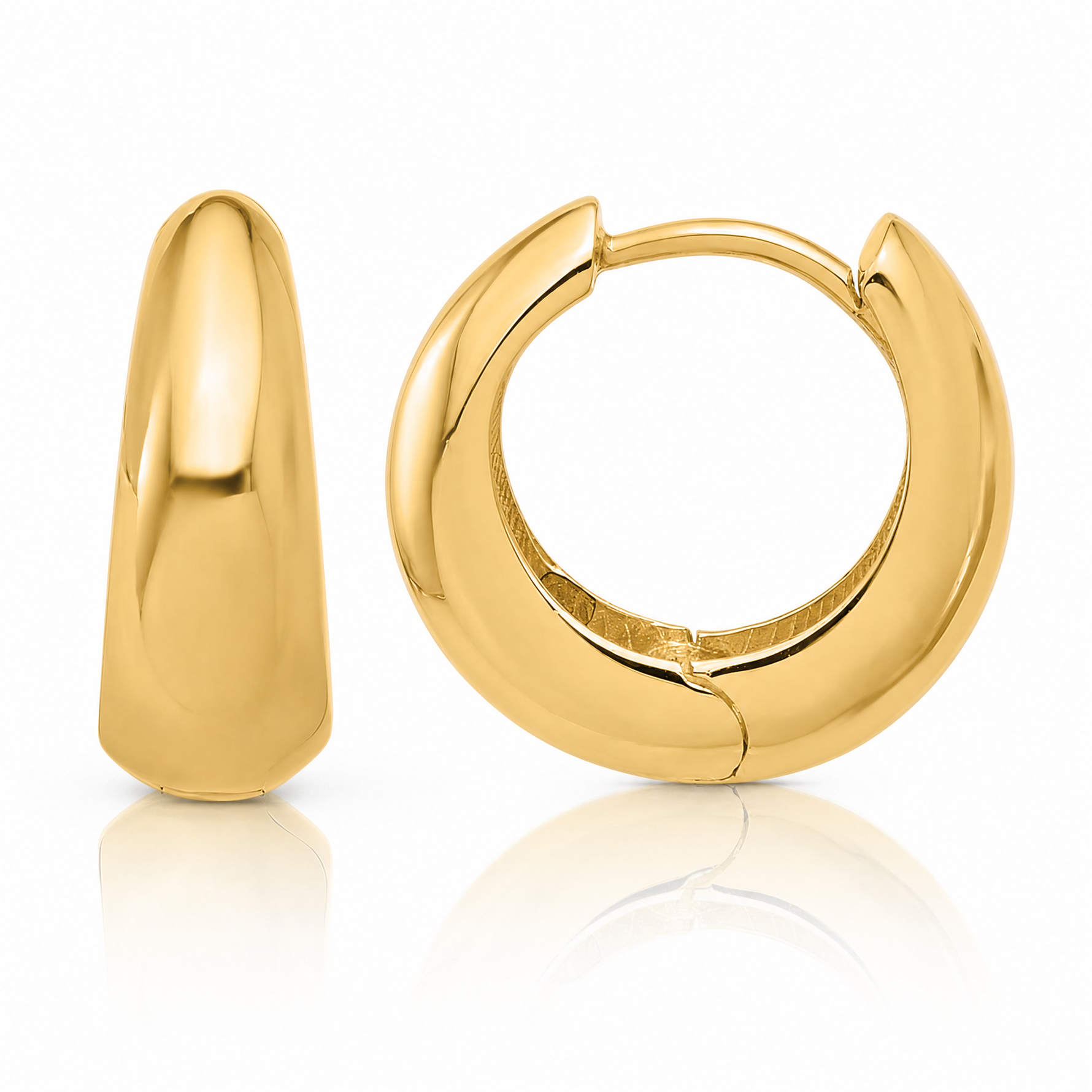 14K Polished Hinged Huggie Hoop Earrings - Lifestyle View