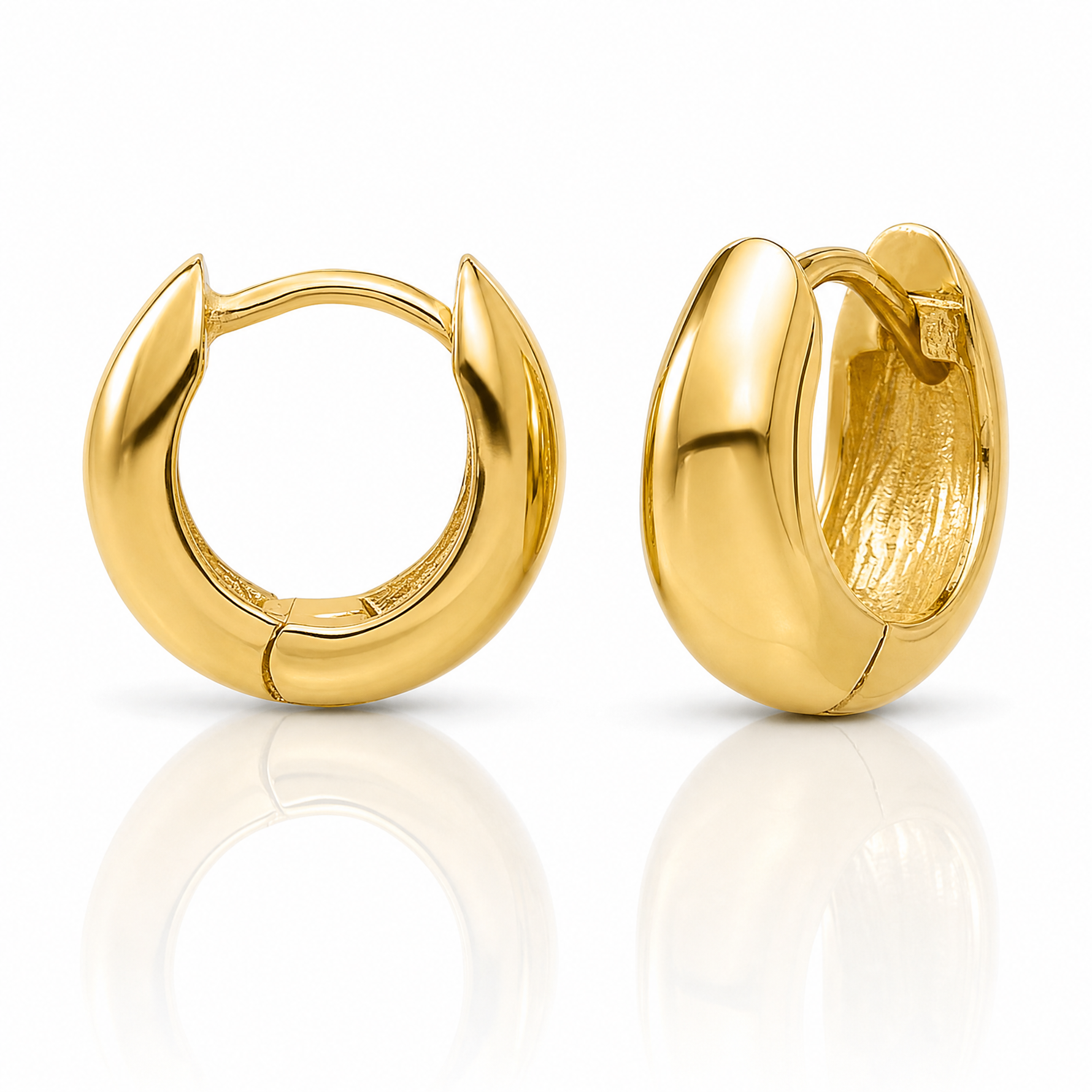 14K Polished Hinged Huggie Hoop Earrings - Lifestyle View