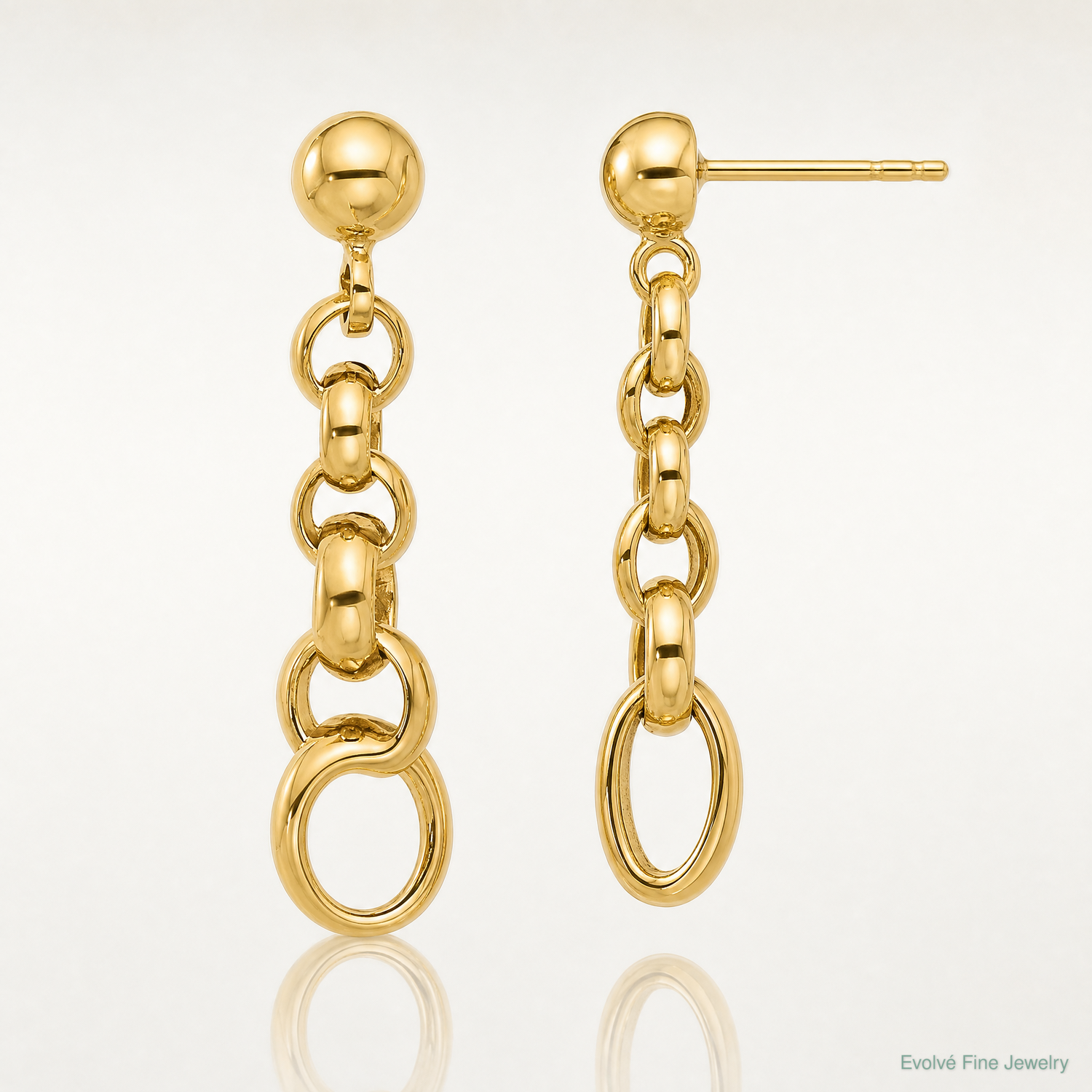 14K Polished Circle Link Post Earrings - Lifestyle View