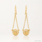 14k Polished Cut Out Hollow Dangle Earrings - Lifestyle View
