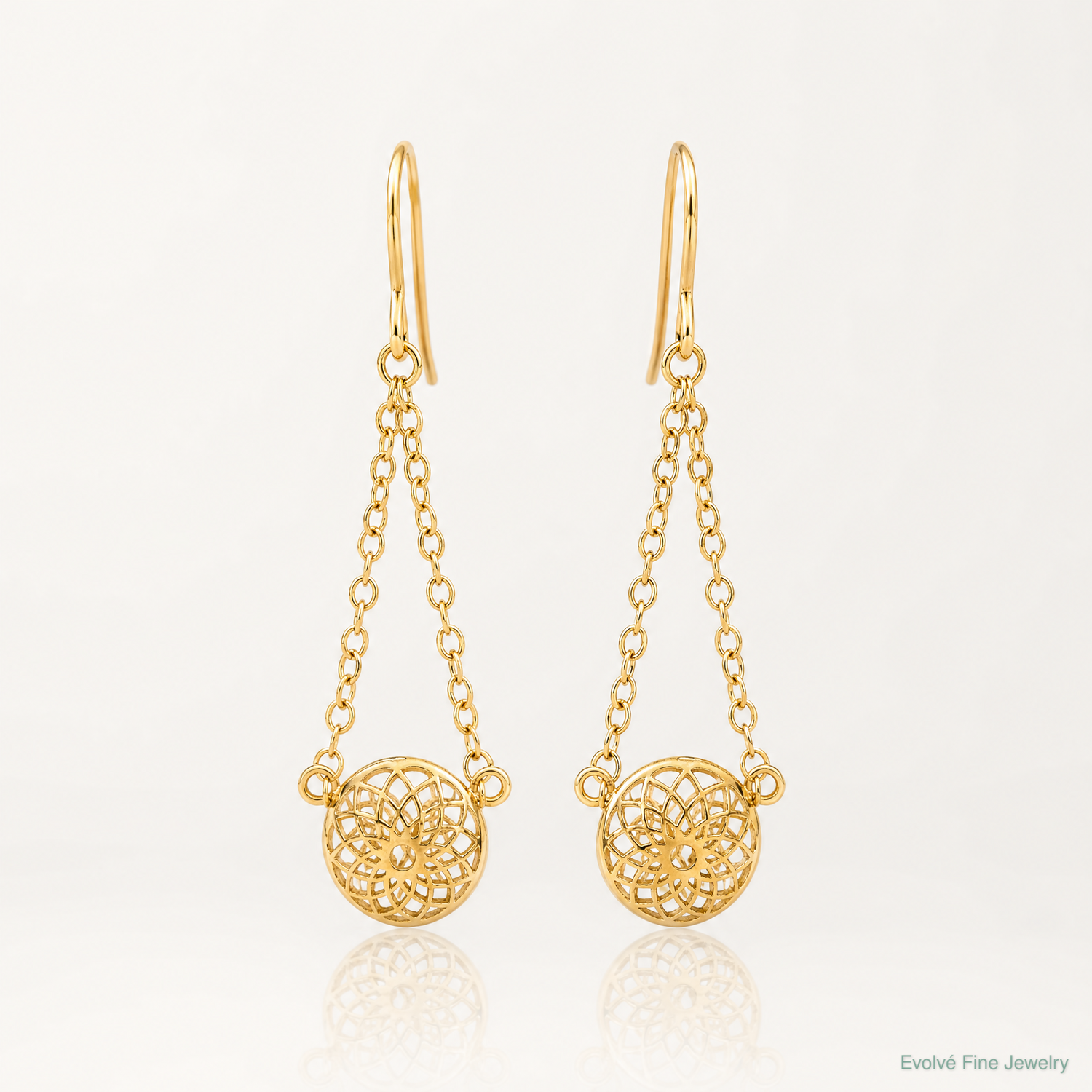 14k Polished Cut Out Hollow Dangle Earrings - Lifestyle View