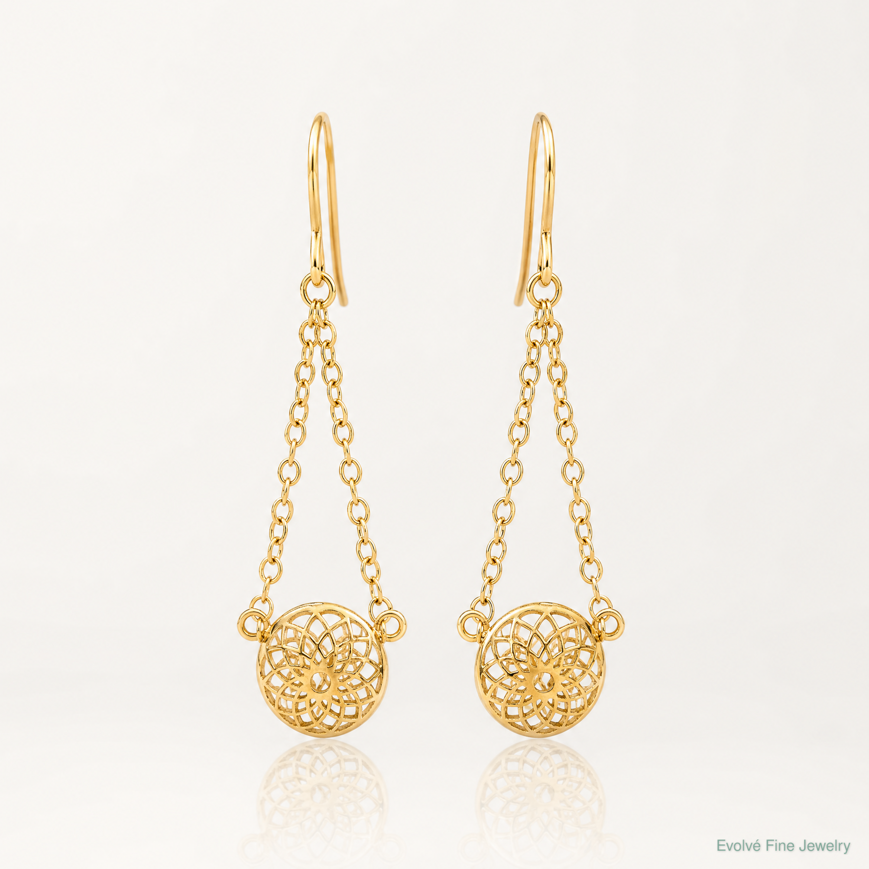 14k Polished Cut Out Hollow Dangle Earrings - Lifestyle View