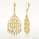 14K Polished and Diamond-cut Chandelier Style Dangle Earrings - Lifestyle View