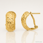 14K Polished and Diamond-cut Omega Back Earrings - Lifestyle View