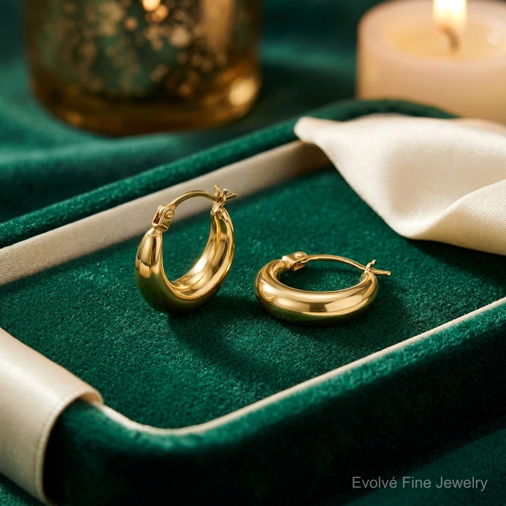 14k Polished 3.8mm Hoop Earrings - Lifestyle View