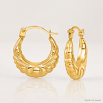 14k Polished Fancy Hoop Earrings - Lifestyle View