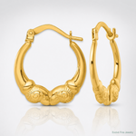 14k Polished Ram Head Hoop Earrings - Lifestyle View