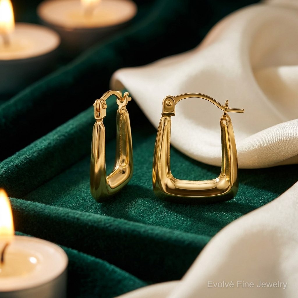 14k Polished 2.25mm Square Hoop Earrings - Lifestyle View