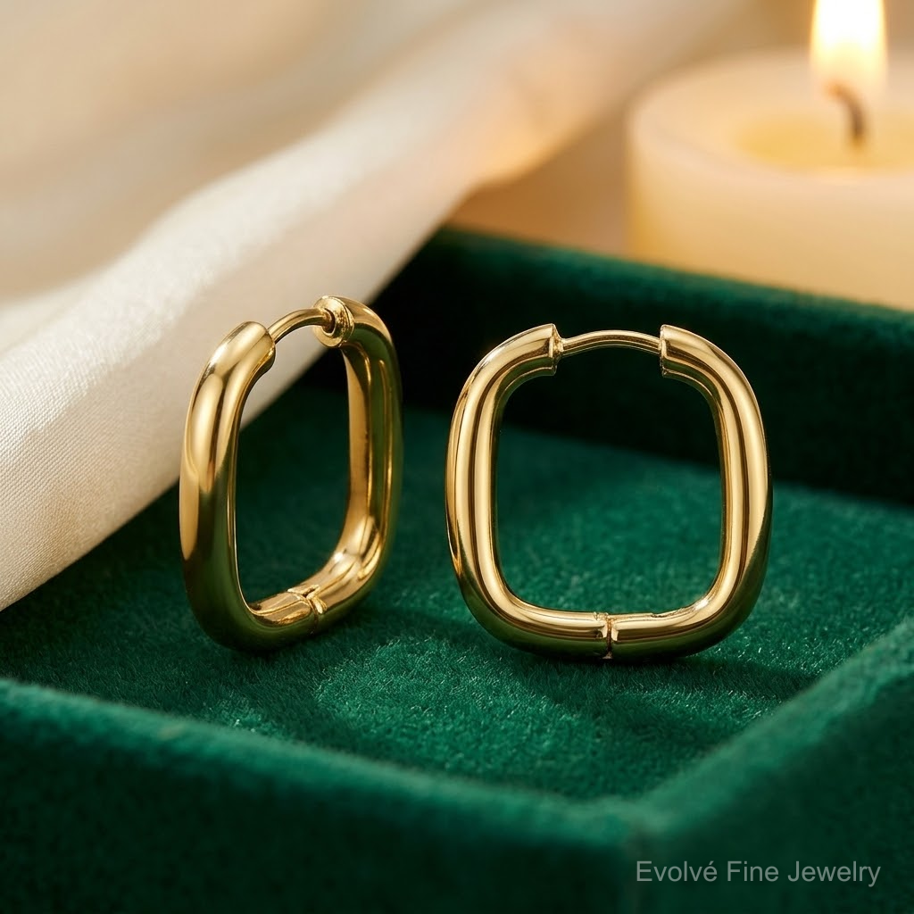 14K Polished Square Endless Hoop Earrings - Lifestyle View