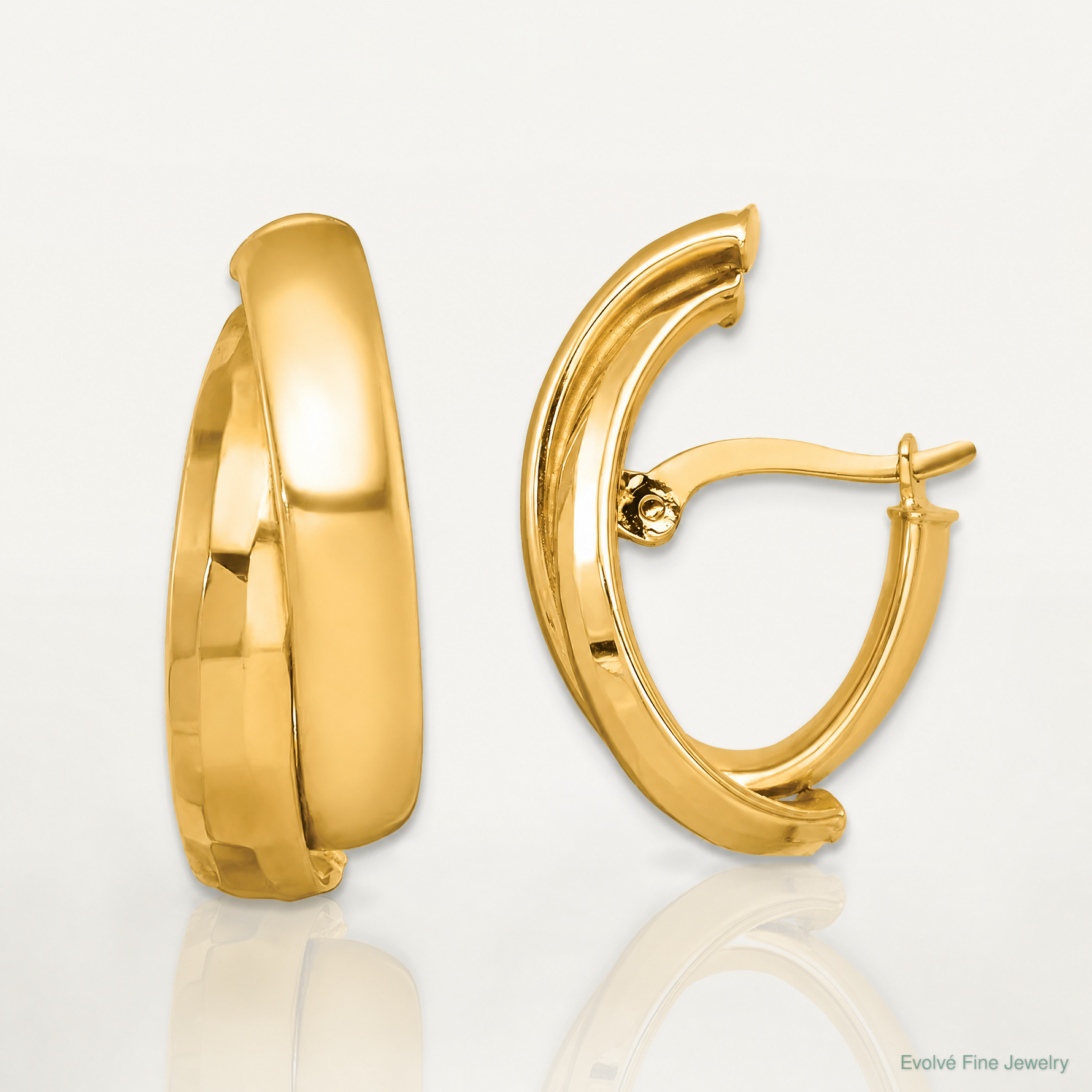14k Polished Fancy Hoop Earrings - Lifestyle View