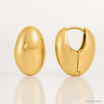 14k Polished Puffed Oval Hoop Earrings - Lifestyle View