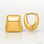 14k Polished Puffed Square Hoop Earrings - Lifestyle View