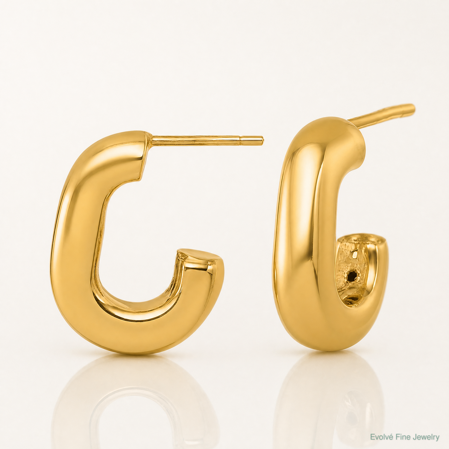 14k Polished J-Hoop Earrings - Lifestyle View