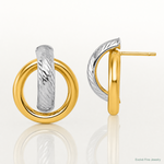 14K and White Rhodium Polished and D/C Post Earrings - Lifestyle View