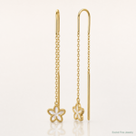 14K Polished Mother of Pearl Flower Cable Chain Threader Earrings - Lifestyle View