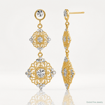 14k Rhodium Diamond-cut Filigree Dangle Earrings - Lifestyle View