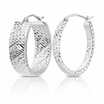 14k White Gold Diamond Cut Hoop Earrings - Lifestyle View