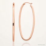 14k Rose 2mm Square Tube Oval Hoop Earrings - Lifestyle View