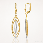14K Two-Tone Textured and Polished Dangle Leverback Earrings - Lifestyle View