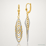 14K Two-tone Polished Diamond-cut Dangle Leverback Earrings - Lifestyle View