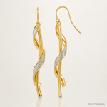 14k Polished Glitter Infused Spiral Dangle Earrings - Lifestyle View