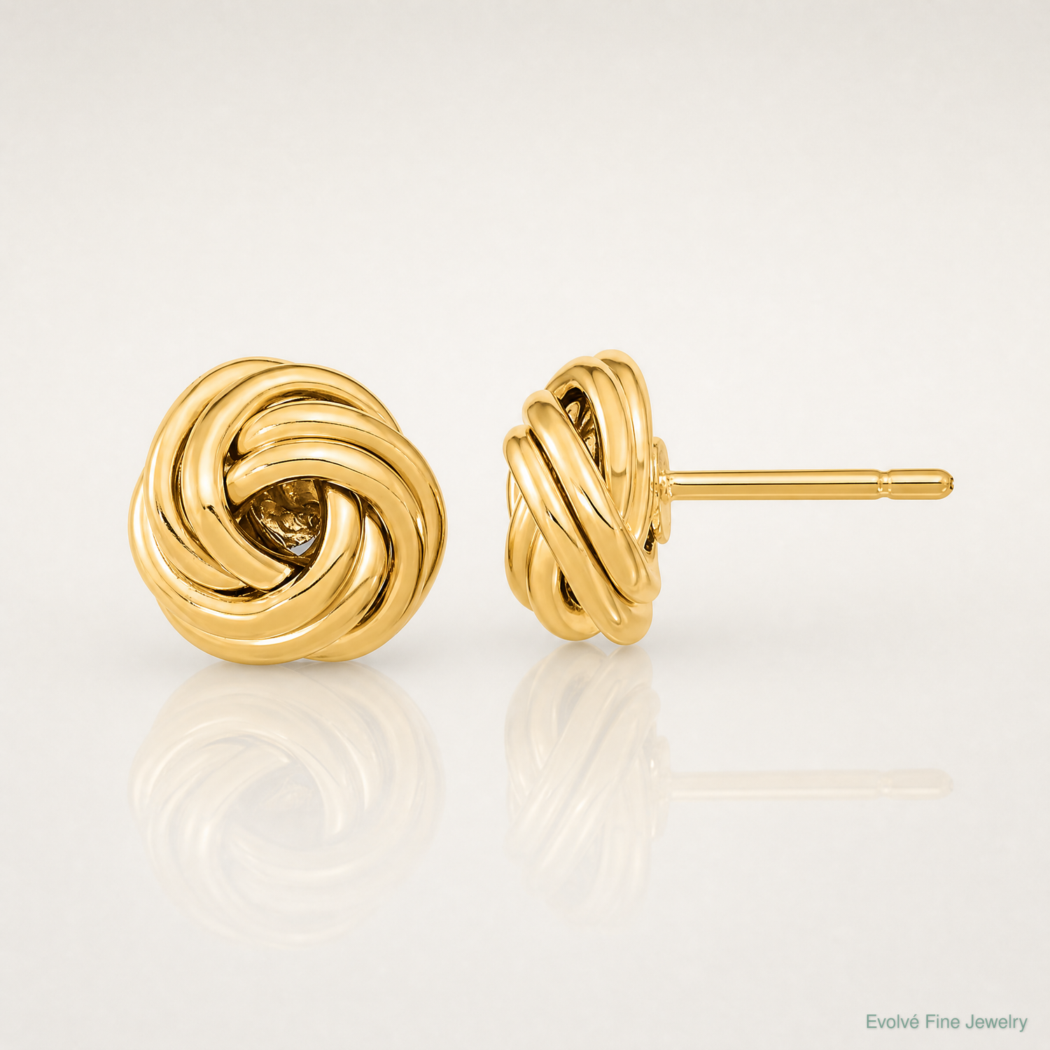14k Polished Love Knot Post Earrings - Lifestyle View