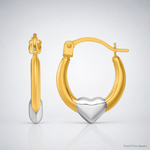 14k w/White Rhodium Polished Heart Hoop Earrings - Lifestyle View