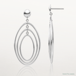 14k White Gold Oval Circle Dangle Post Earrings - Lifestyle View