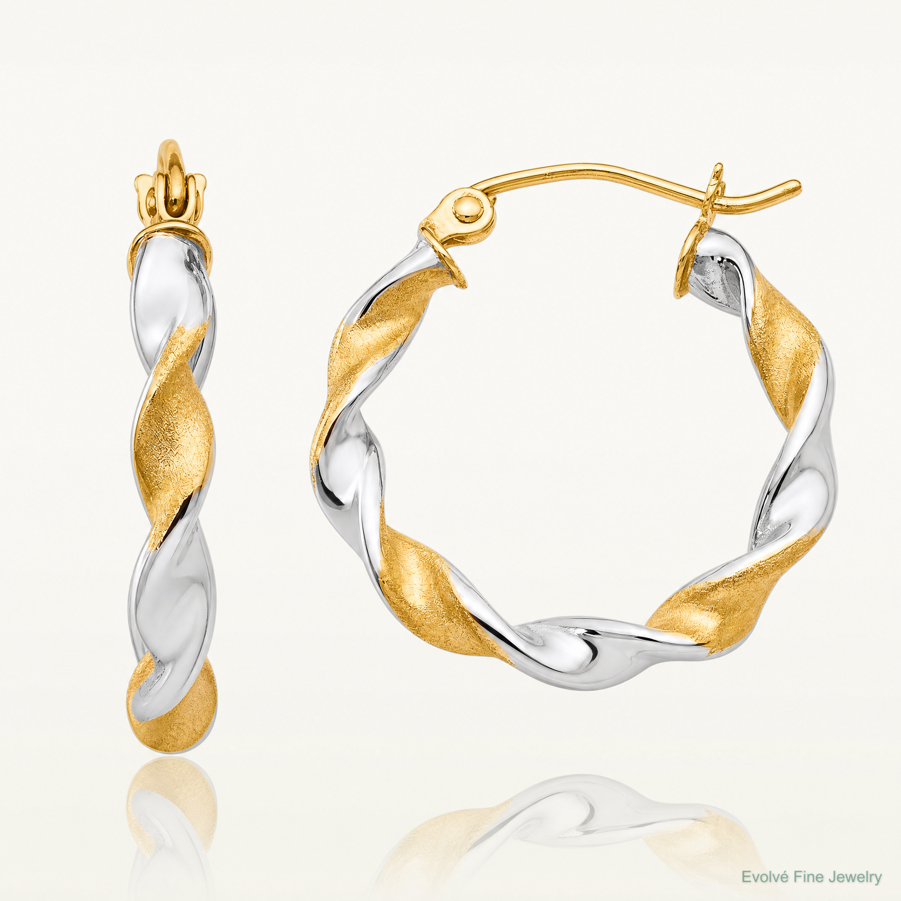 14K White Gold & Rhodium 2.0mm Twisted Hoop Earrings - Lifestyle View