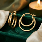 14K Double Hoop Earrings - Lifestyle View