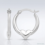 14k White Gold Heart Hoop Earrings - Lifestyle View