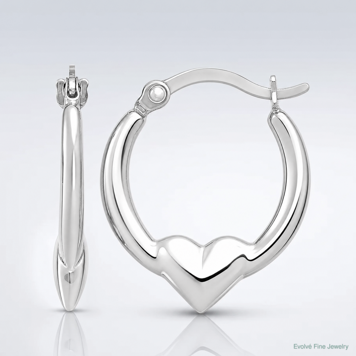 14k White Gold Heart Hoop Earrings - Lifestyle View