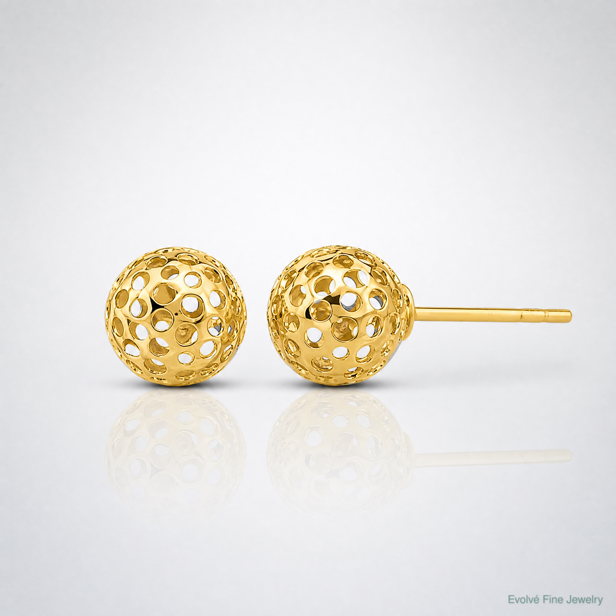 14k Diamond Cut Bead Post Earrings - Lifestyle View