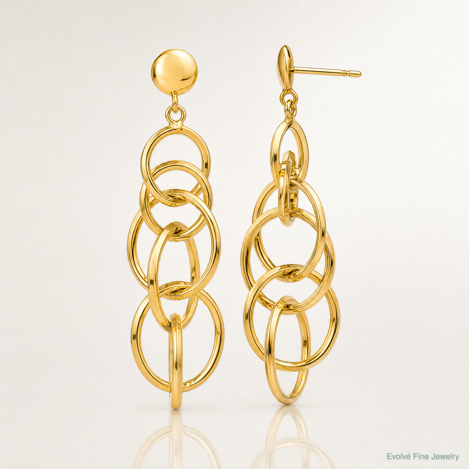 14k Circle Drop Post Earrings - Lifestyle View