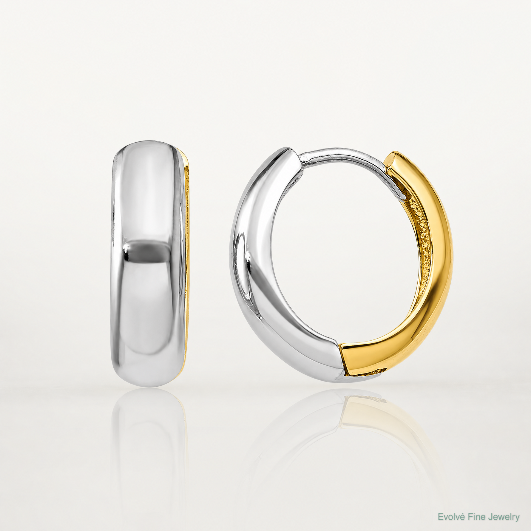 14K Two-tone Huggie Earrings - Lifestyle View
