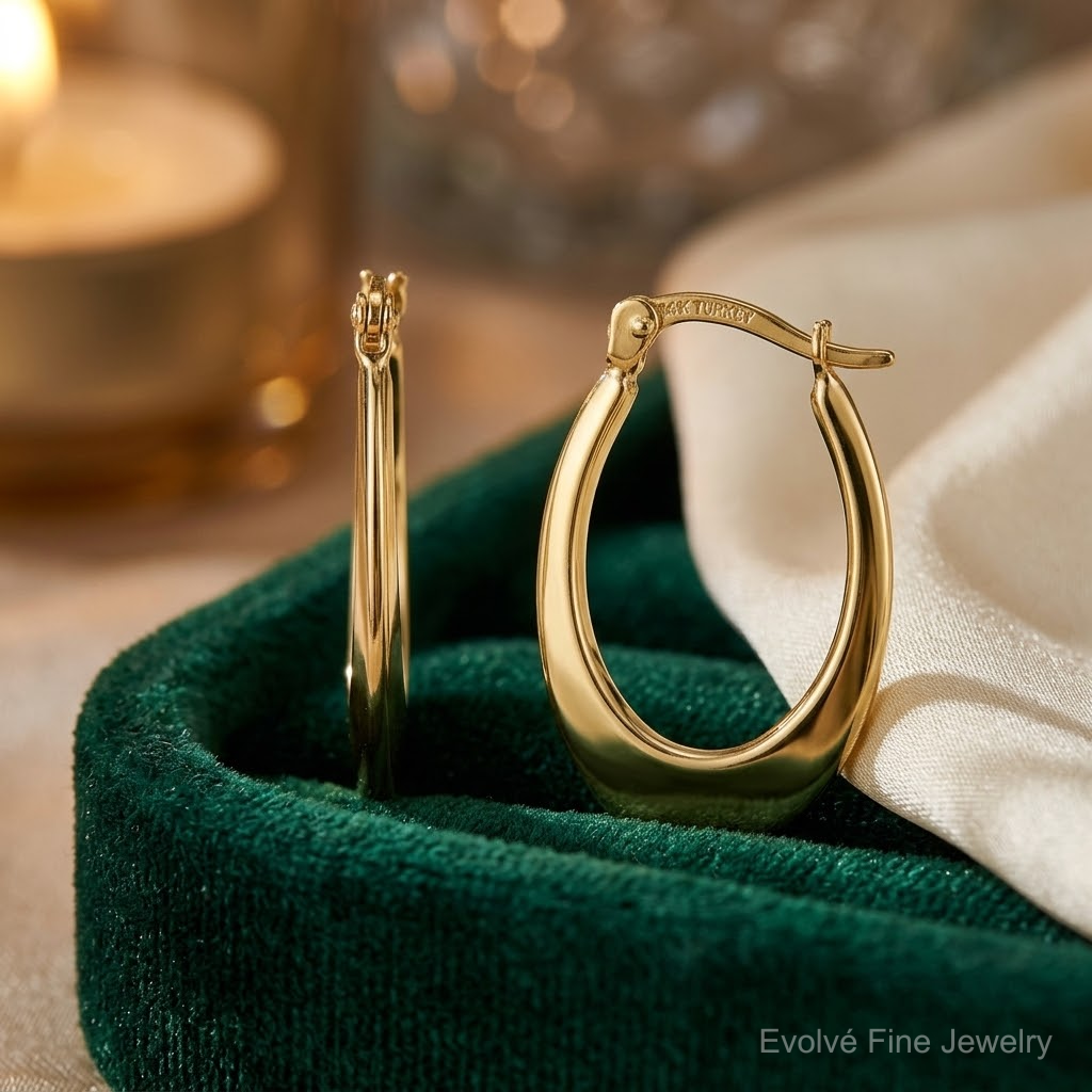 14K Polished Hoop Earrings - Lifestyle View