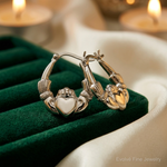 Leslie's Sterling Silver Rhodium-plated Polished Claddagh Hoop Earrings - Lifestyle View