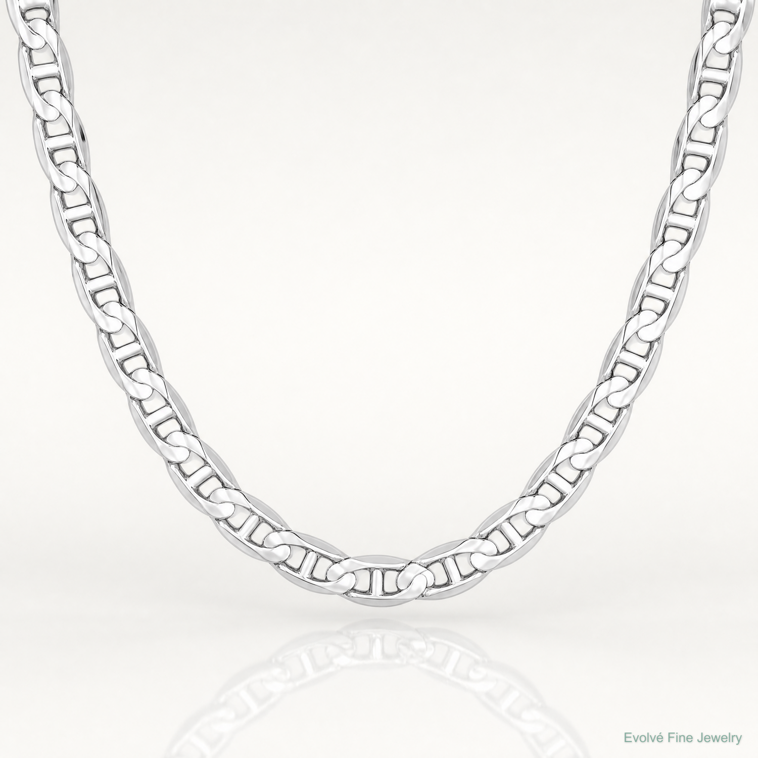 14k White Gold 3mm Concave Anchor Chain - Lifestyle View