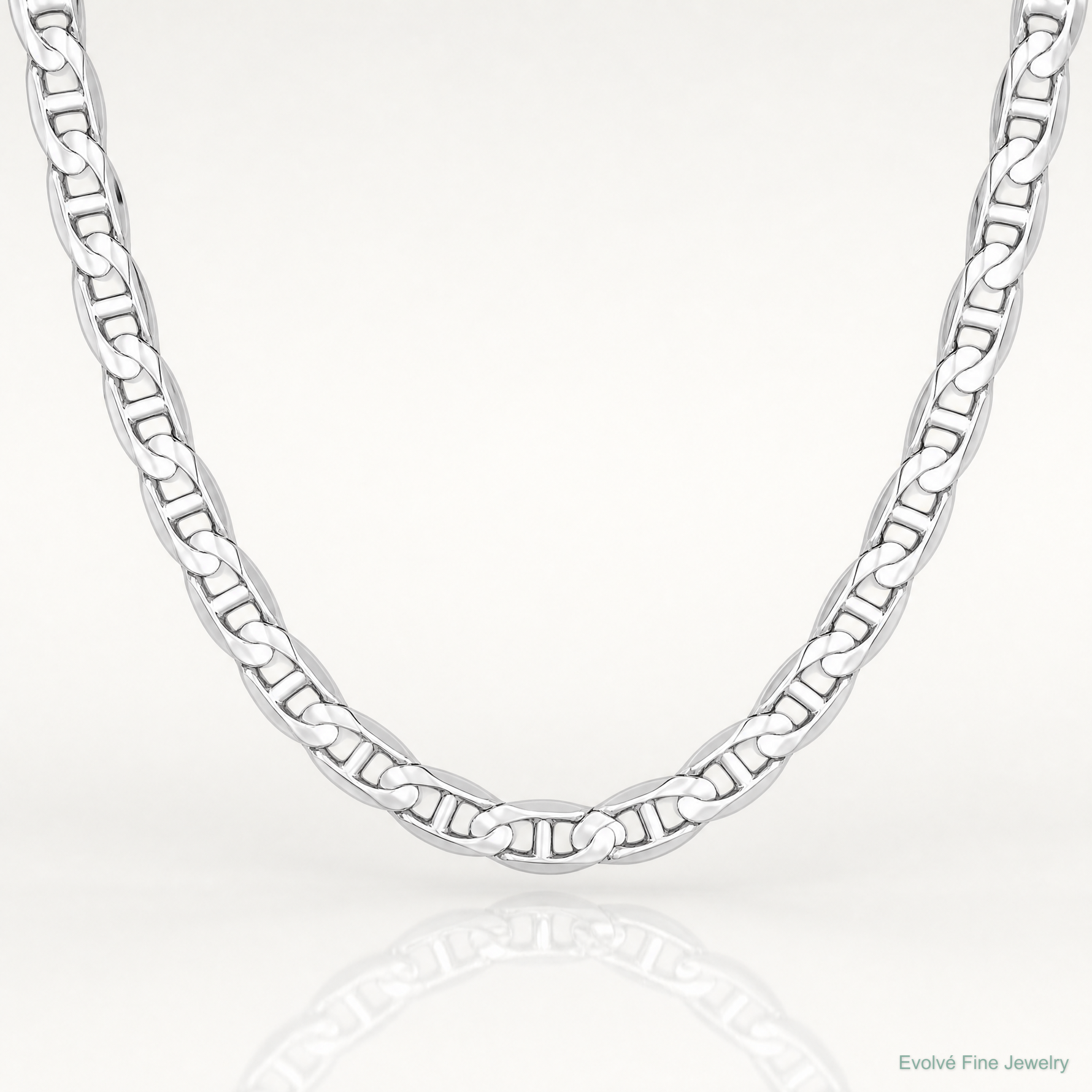 14k White Gold 3mm Concave Anchor Chain - Lifestyle View