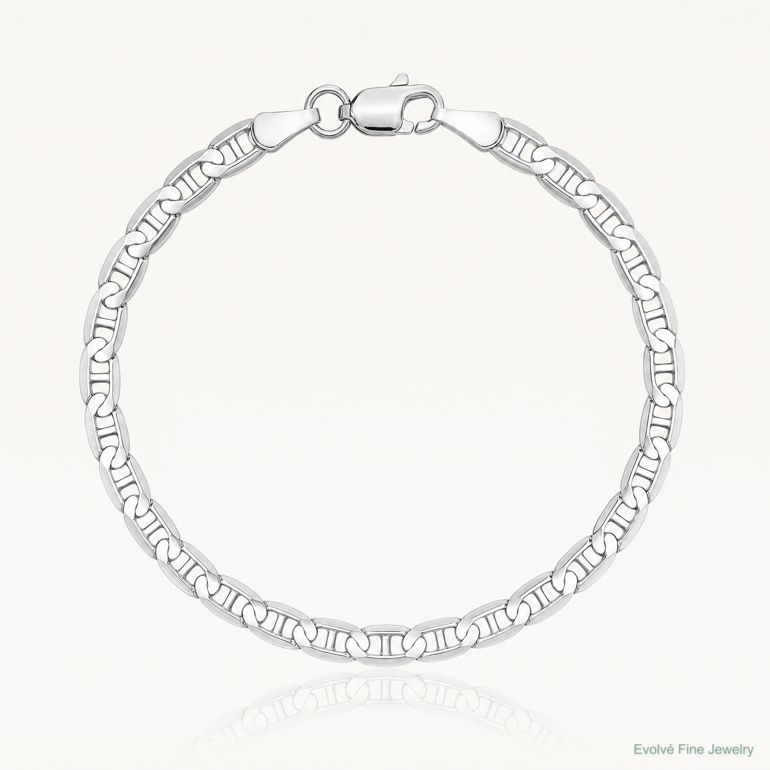 14k White Gold 3mm Concave Anchor Chain - Lifestyle View