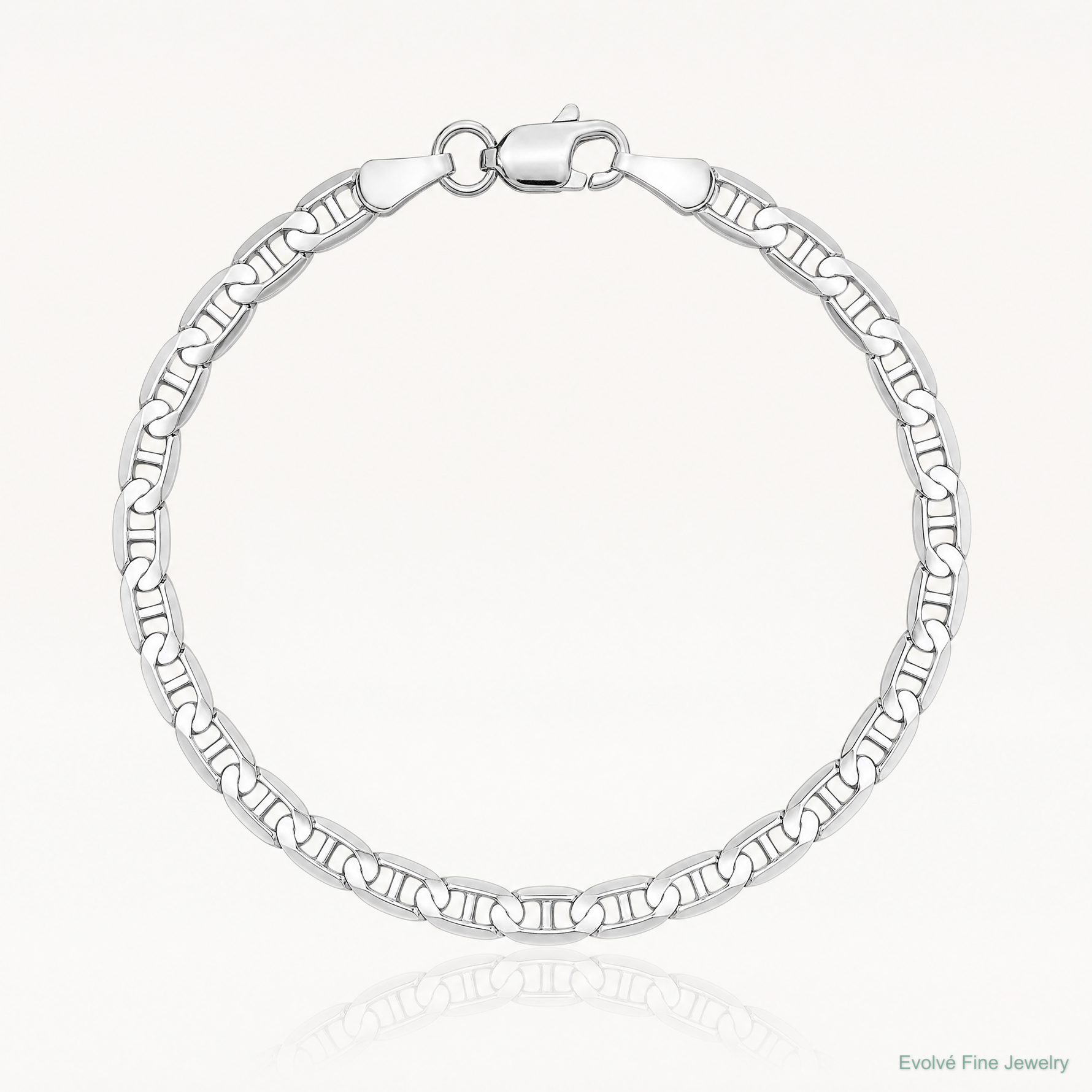 14k White Gold 3mm Concave Anchor Chain - Lifestyle View