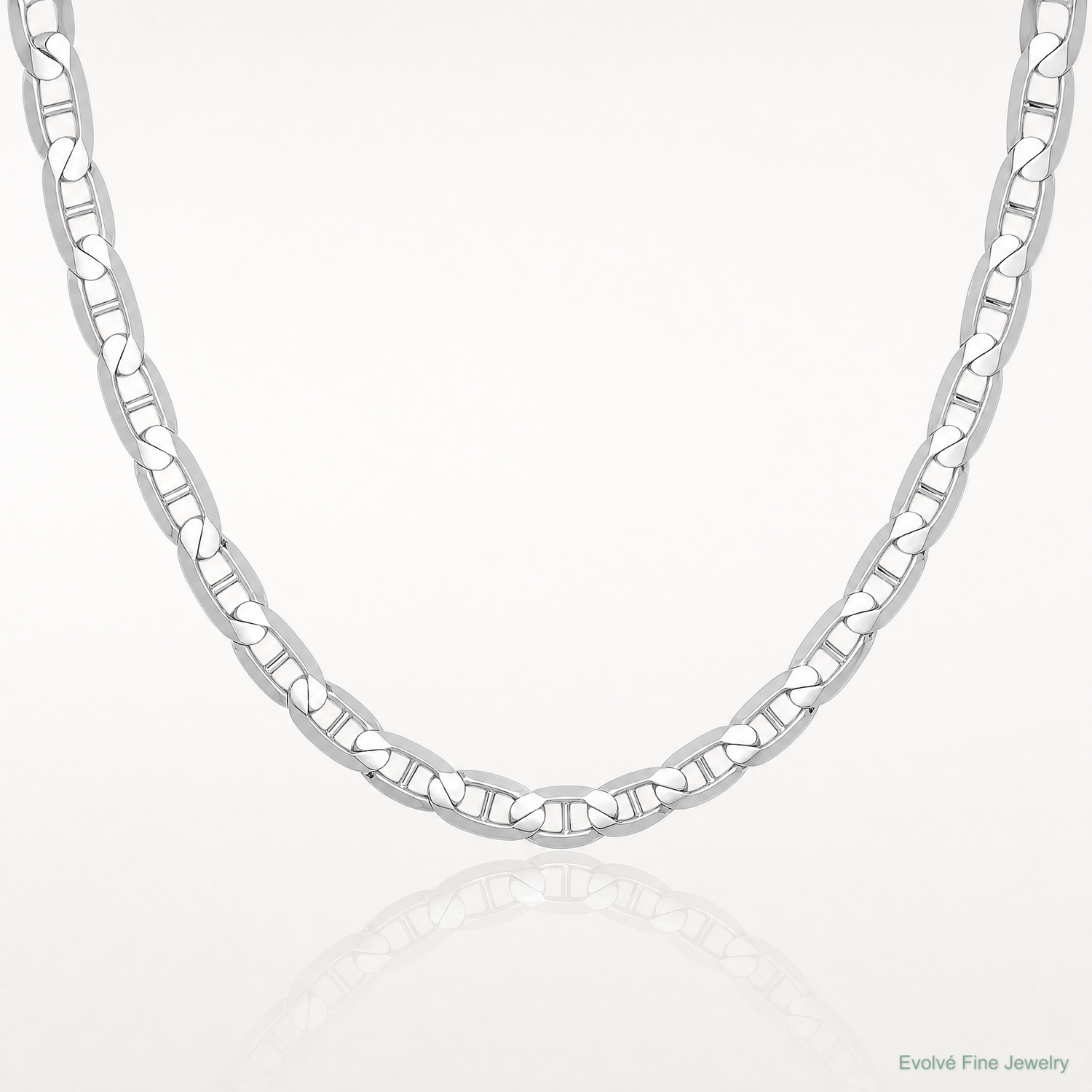 14k White Gold 3.75mm Concave Anchor Chain - Lifestyle View