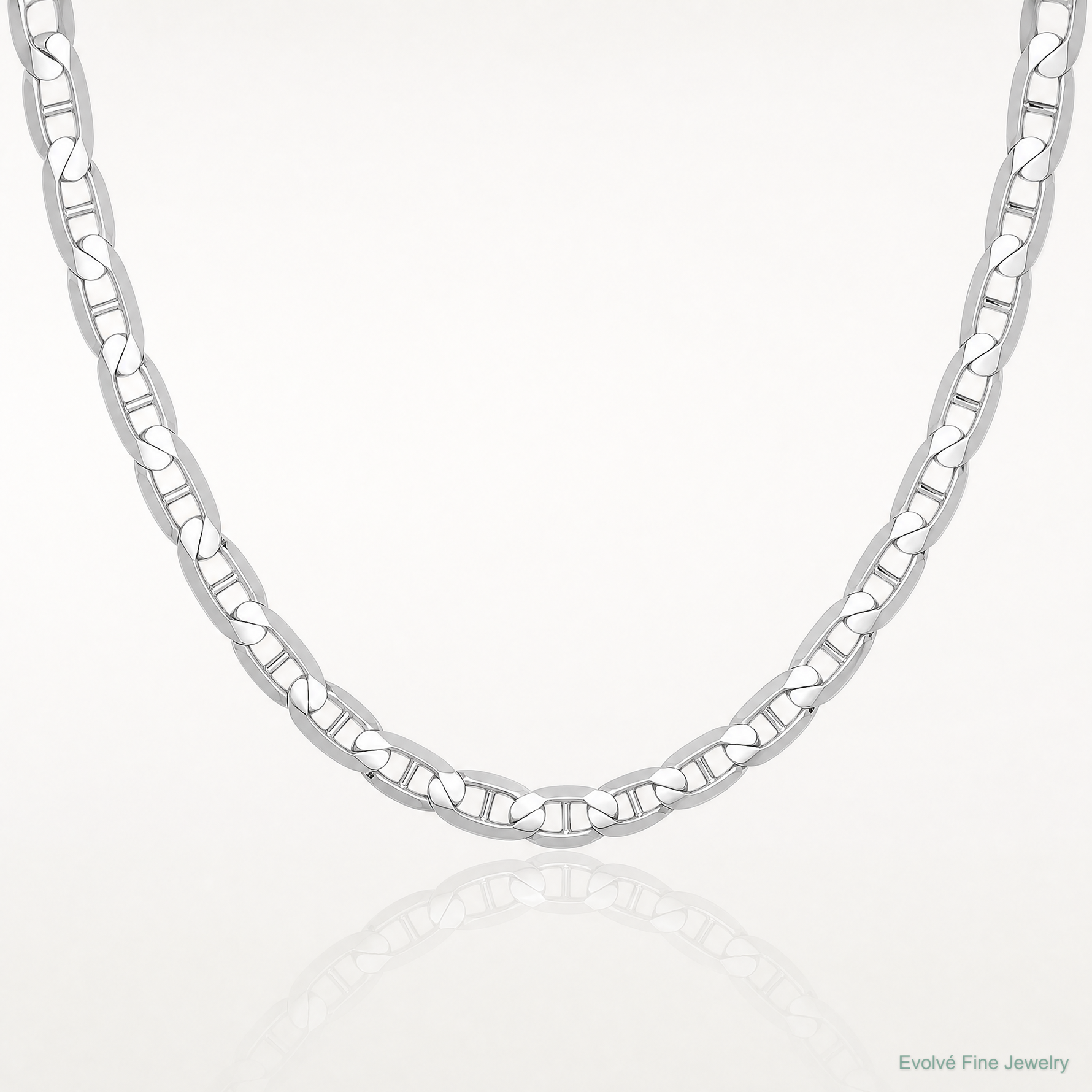 14k White Gold 3.75mm Concave Anchor Chain - Lifestyle View