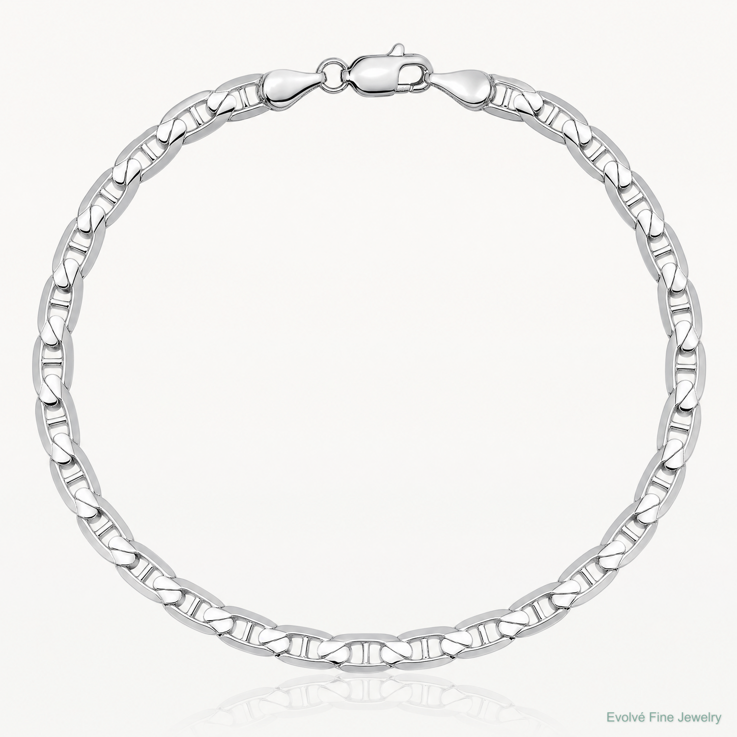 14k White Gold 3.75mm Concave Anchor Chain - Lifestyle View