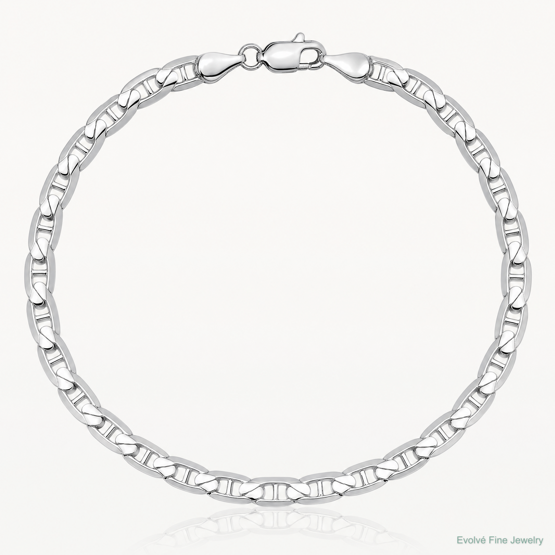 14k White Gold 3.75mm Concave Anchor Chain - Lifestyle View