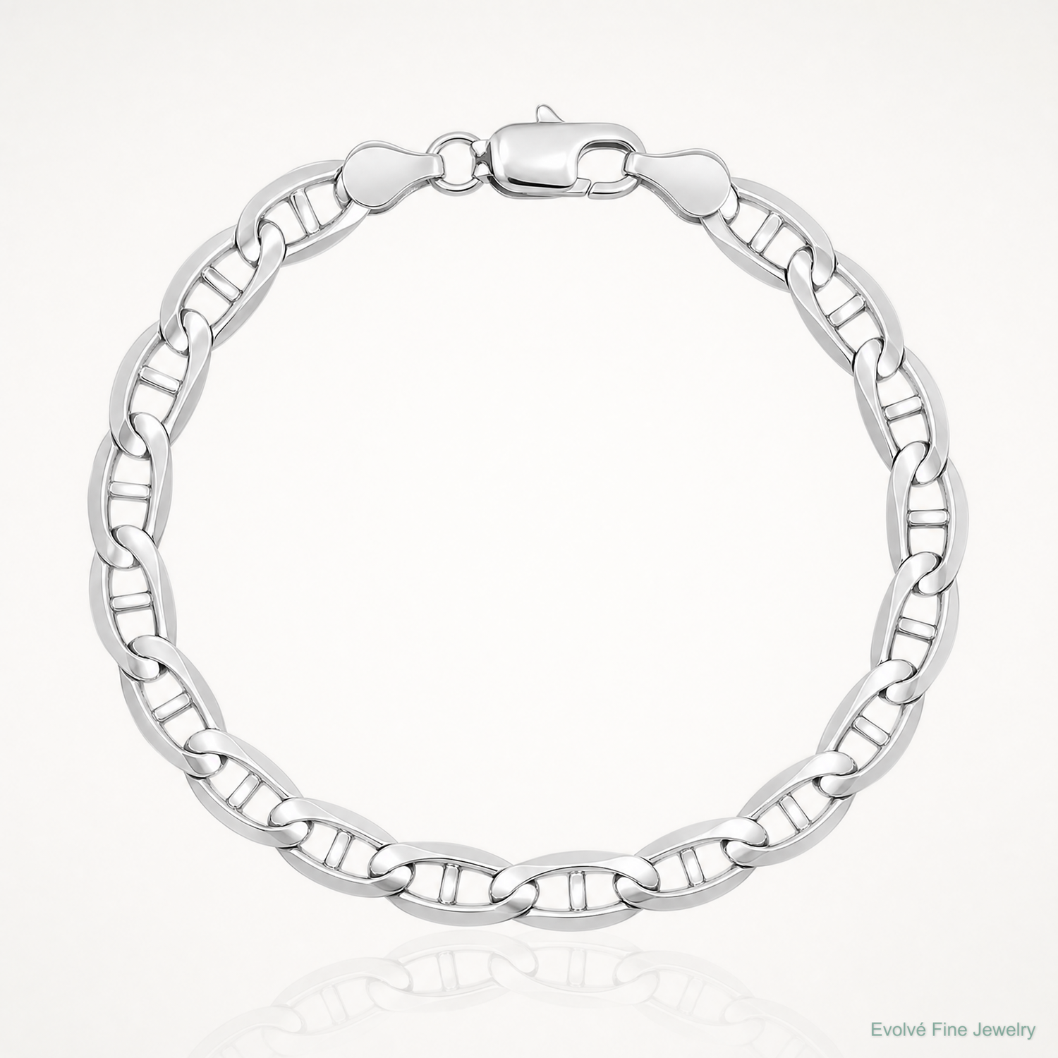 14k White Gold 4.5mm Concave Anchor Chain - Lifestyle View