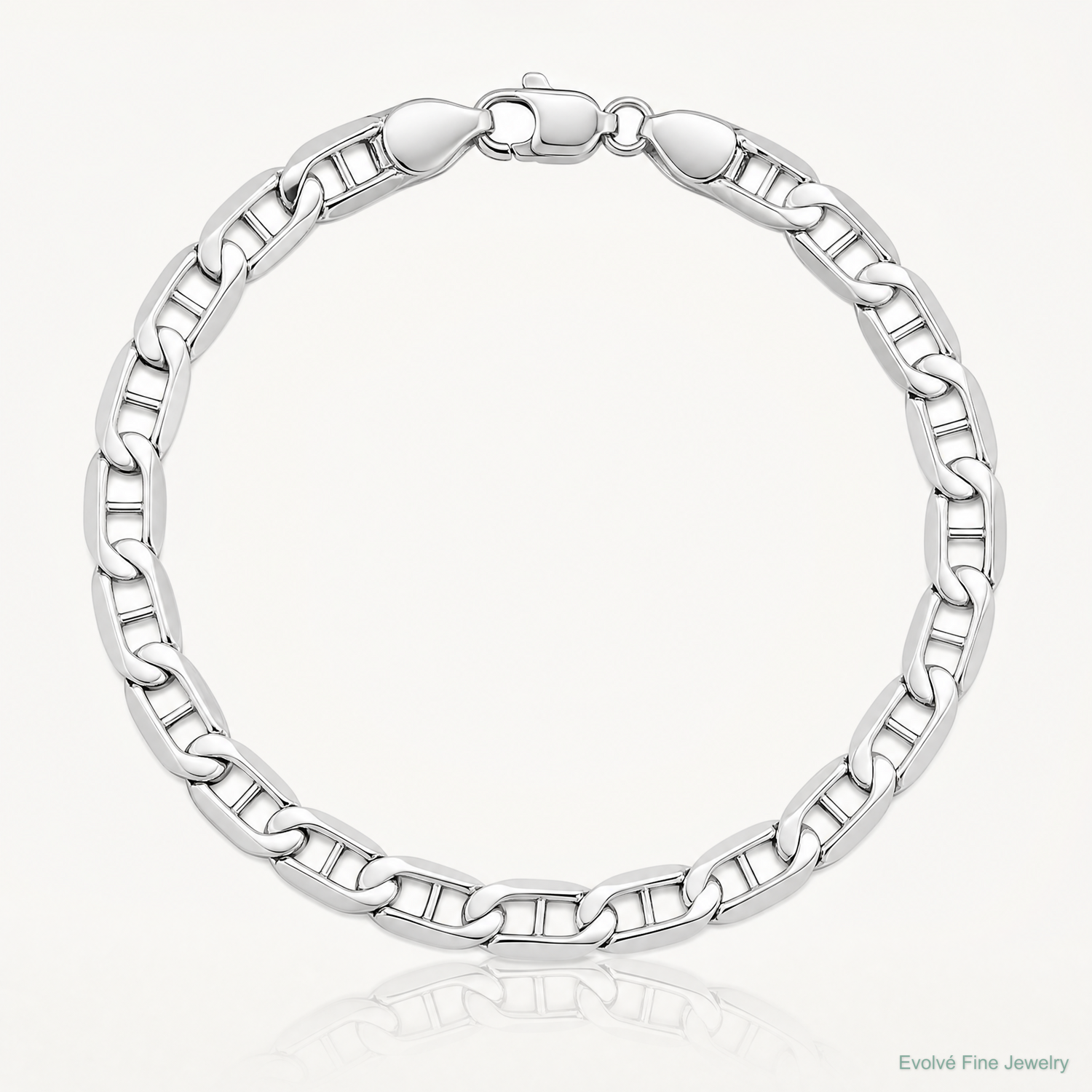 14k White Gold 5.25mm Concave Anchor Chain - Lifestyle View