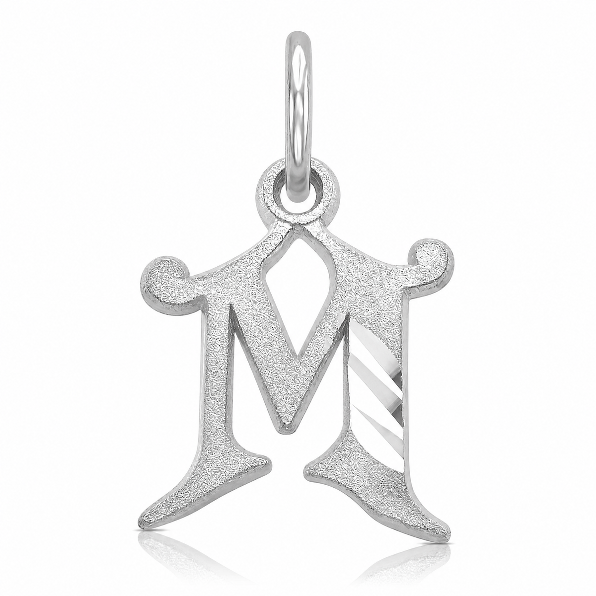 14KW Diamond-cut Letter M Initial Charm - Lifestyle View