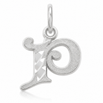 14KW Diamond-cut Letter P Initial Charm - Lifestyle View