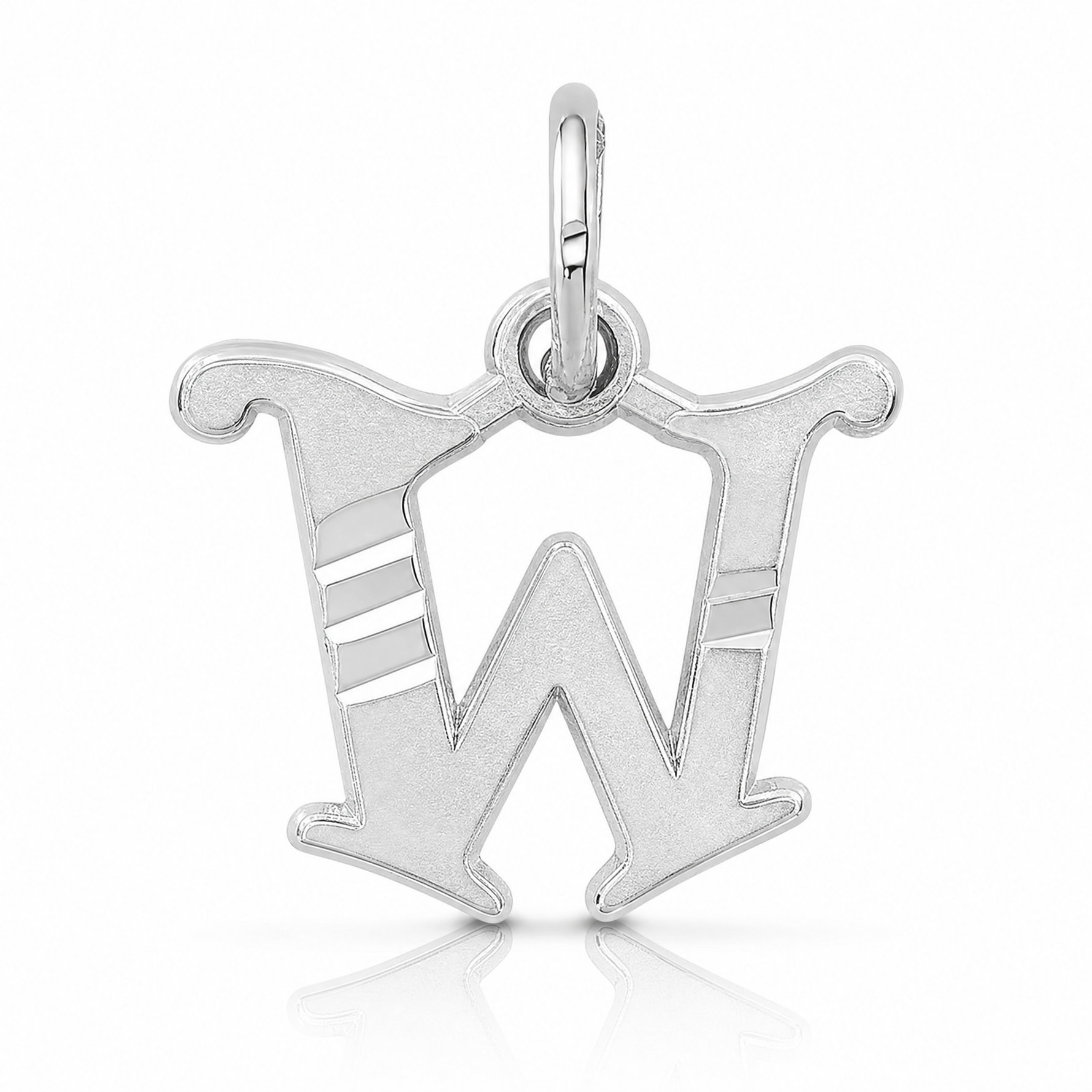 14KW Diamond-cut Letter W Initial Charm - Lifestyle View